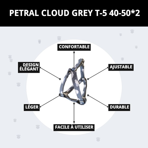 Petral Nube Gris T-5 40-50 cm - Confort et Style pour votre Animal de Compagnie