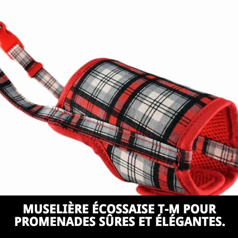 Muzzle Deluxe Écossais T-M : Confort et Style pour Votre Animal de Compagnie